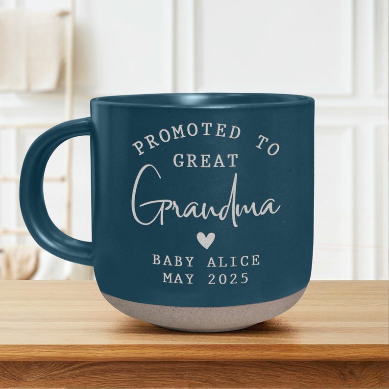 Great Grandma Gift, Pregnancy Announcement to Grandparents, Mother's Day Gift, Promoted to Great Grandma Personalized Mug, New Nana Est 2025