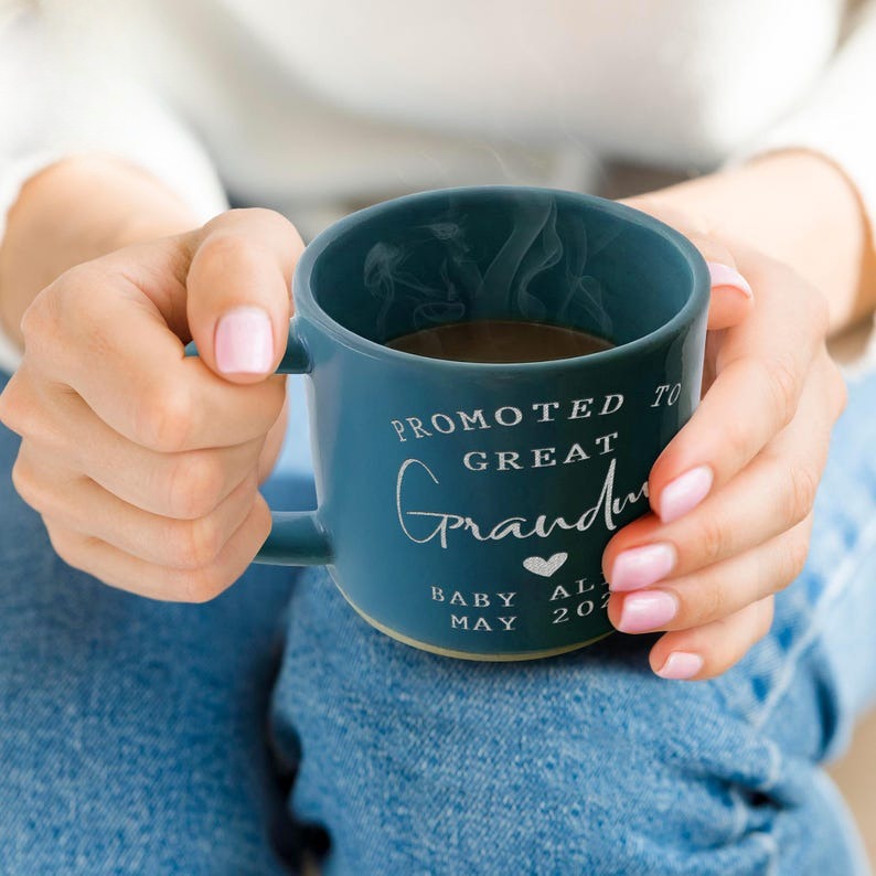 Great Grandma Gift, Pregnancy Announcement to Grandparents, Mother's Day Gift, Promoted to Great Grandma Personalized Mug, New Nana Est 2025
