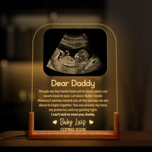 New Dad Gift, Dear Daddy Personalized Ultrasound Photo LED Acrylic Plaque, New Dad, First Fathers Day Gift, Custom Night Light for Dad