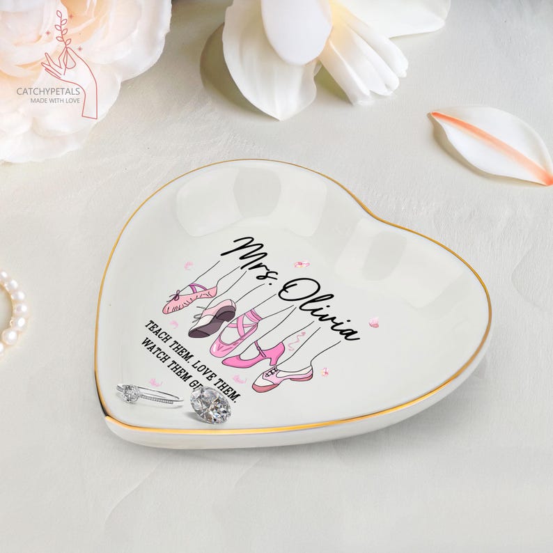 Ballet Dance Teacher Gifts - Personalized Ballet Teacher Jewelry Tray, Dance Instructor Apparel, Gift for Dance Lovers, Ballet Dance Gift