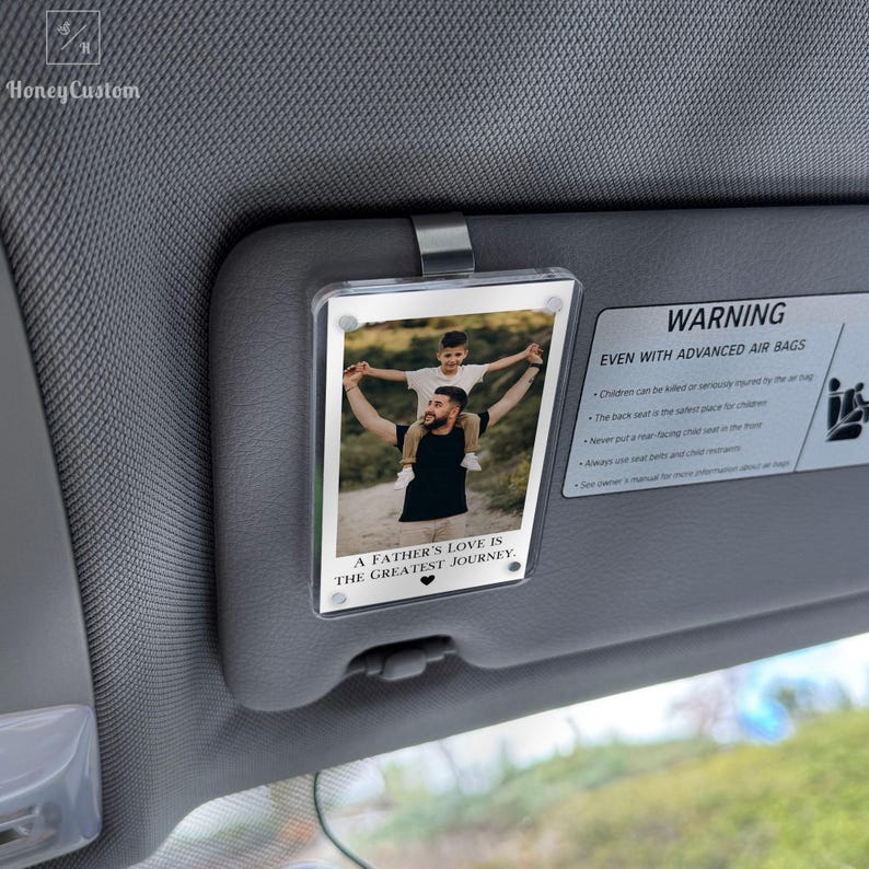 Dad Gifts Custom Photo Car Visor Clip Personalized Father's Day Gift for Him Unique Gift for Dad from Son or Daughter Sentimental Keepsake
