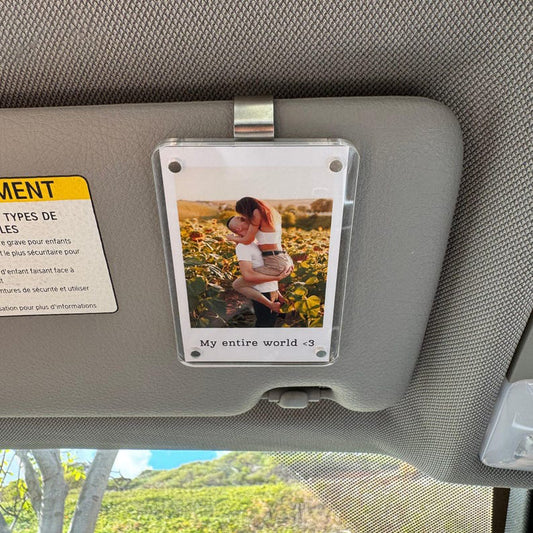Personalized Gift for Him Anniversary - Custom Photo Car Visor Clip, Romantic Drive Safe Gift, Unique Couples Keepsake, Car Photo Frame