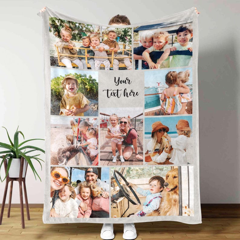 Custom Picture Blanket,Custom photo gifts, family blanket, anniversary blanket,picture collage blanket,Custom Photo Collage Gift for Grandma