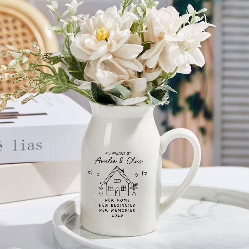 Personalised New Home Gift, Flower Vase for New Home Occasion, Housewarming Gift For Couples, Moving In Gift for Friend,New Home Owners Gift