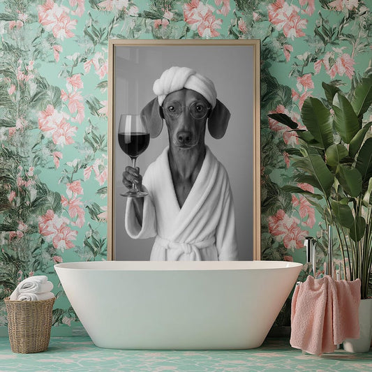Custom Pet Portrait Photo Funny Bathroom Art Dog Reading Newspaper on Toilet Dog Wall Art Dog in Toilet Pet in Bathtub Personalized pet gift