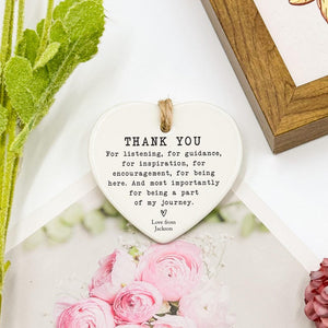 Personalized Thank You Gift, Thank You Keepsake, Thank You Present, Gift To Say Thank You, Ceramic Heart Keepsake, Gift For Friend, Thankful