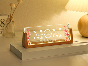 Personalized Night Light For Mom, Custom Flower Night Light, Mother's Day Gift, Birthday Gift For Mom, Mother Gifts
