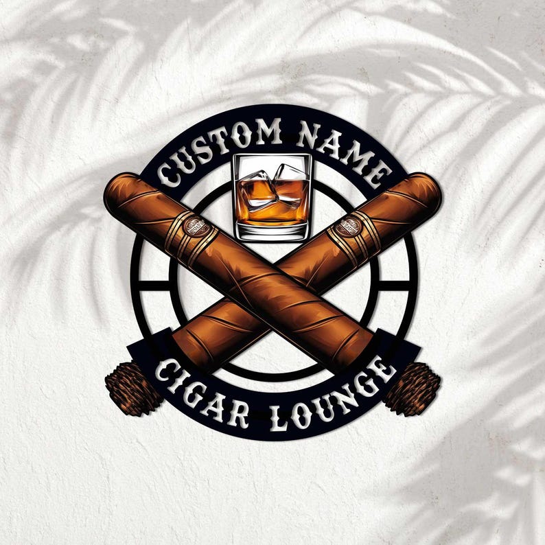 Custom Cigar Lounge Metal Wall Art, Personalized Smoking Cigar Name Sign, Cigar Shop Decor, Home Decor, Smoker Man Cave Decor