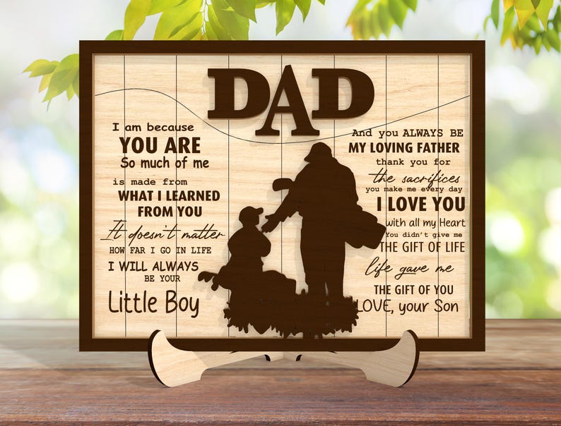 Fathers Day Wood Sign, Gift for Dad, Fathers Day Gifts, Dad Golf Gift, Dad And Baby Line Art Stand Decor