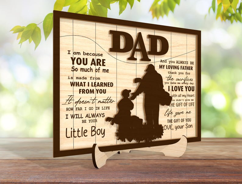 Fathers Day Wood Sign, Gift for Dad, Fathers Day Gifts, Dad Golf Gift, Dad And Baby Line Art Stand Decor