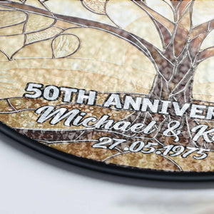 Personalized Tree of Life 50th Anniversary Gift, Golden Anniversary Glass Suncatcher, Tree of Life Window Hanging, Wedding Anniversary Gift