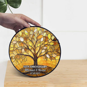Personalized Tree of Life 50th Anniversary Gift, Golden Anniversary Glass Suncatcher, Tree of Life Window Hanging, Wedding Anniversary Gift