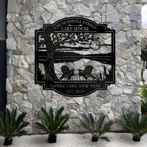 Personalized Lake House Metal Sign Outdoor Decor, Forest Lake Sign Custom Lake House Name Sign, Camping, Lake House Decor, Front Porch Decor