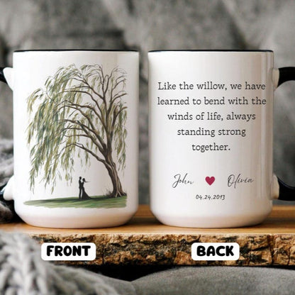 9th anniversary willow, 9th anniversary gift, anniversary mug, Willow Tree 9 Year Anniversary Personalized Mug, 9th anniversary gift for her