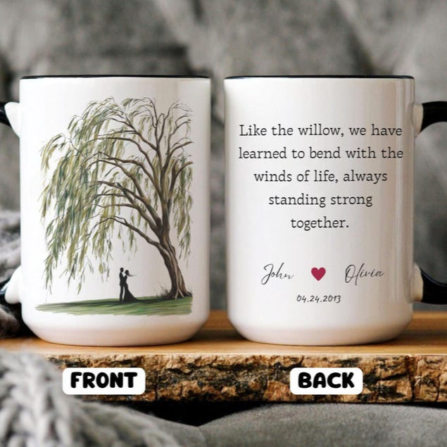 9th anniversary willow, 9th anniversary gift, anniversary mug, Willow Tree 9 Year Anniversary Personalized Mug, 9th anniversary gift for her