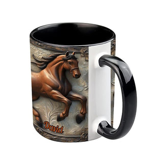 Cool Horse Personalized Custom Accent Mug, Inflated Equestrian Coffee Mug for Horses Rider, Equine Lover Mug Gift, Funny Custom Gifts