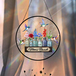 Personalized Mother's Day Suncatcher, Custom Birth Flower, Mom s Bunch Gift, Mason Jar Window Hanging, Mother's Day Gift, Nana's Blessings