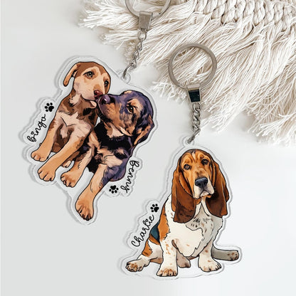 Personalized Pet Portrait Keychain, Custom Dog Keychain, Dog Lover Gift, Gifts For Pet Lover, Cute Dog Photo Keychain, Dog Acrylic Keychain
