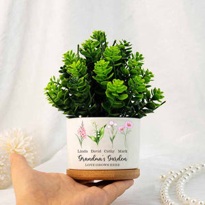 Mothers Day Plant Pot, Personalised Birth Flower Mini Pot, Grandma's Garden Pot for Mom Nanny, Perfect Gift for Her, Family Flower Plant Pot