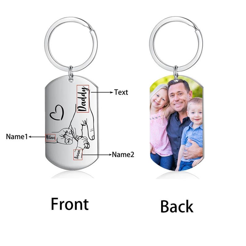 Personalized Dad Keychain for Father's Day Gift, Dad and Kids Hands Keychain Gifts for Dad, Gifts for Husband, Grandpa Fathers Day Gift