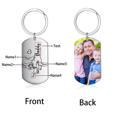 Personalized Dad Keychain for Father's Day Gift, Dad and Kids Hands Keychain Gifts for Dad, Gifts for Husband, Grandpa Fathers Day Gift