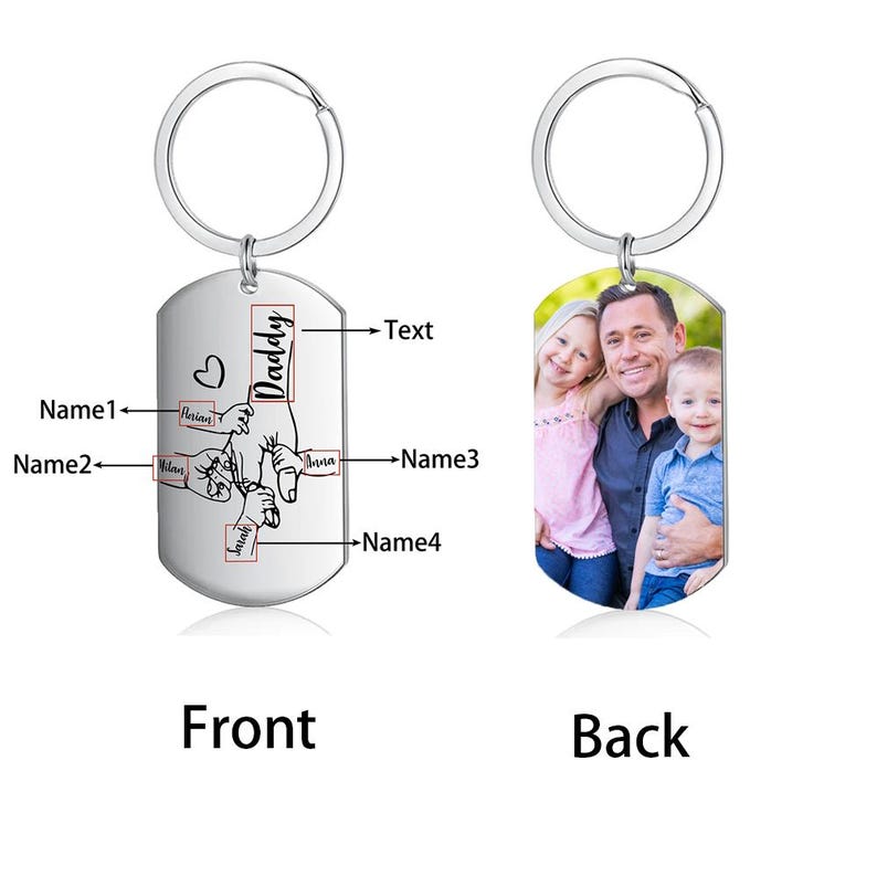 Personalized Dad Keychain for Father's Day Gift, Dad and Kids Hands Keychain Gifts for Dad, Gifts for Husband, Grandpa Fathers Day Gift