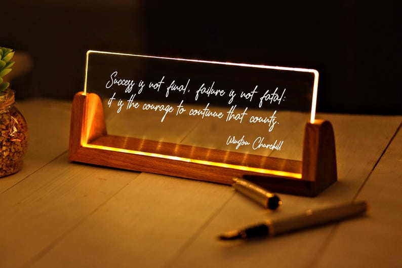 Custom Quote Print - Motivational Saying with LED Stand - Personalized Quote Sign - Motivational Quotes - Mindfulness Gift - Brainy Quote