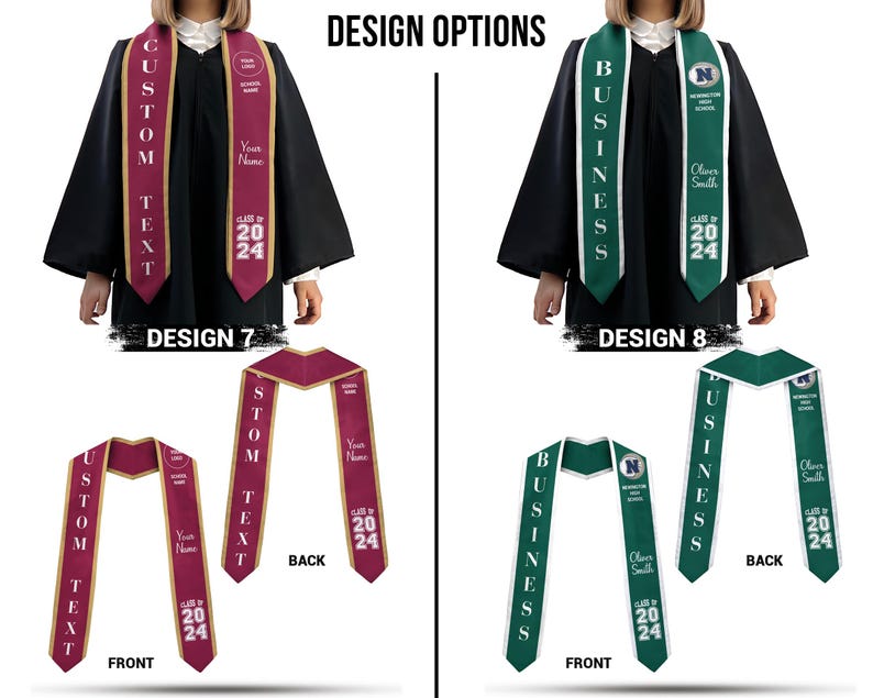Personalized Graduation Stole, Custom Text and Photo Graduation Sash, Class of 2025, Your Own Design Stole, Graduation & Graduate Gift