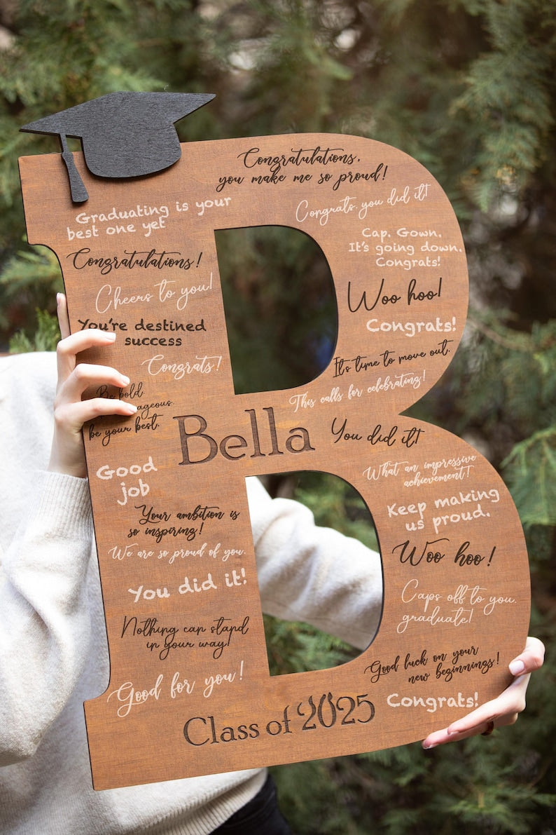 Graduation Sign Class of 2026, Graduation Guest Book Alternative, Personalized Wooden Sign, Graduation Party Sign Letter Guestbook