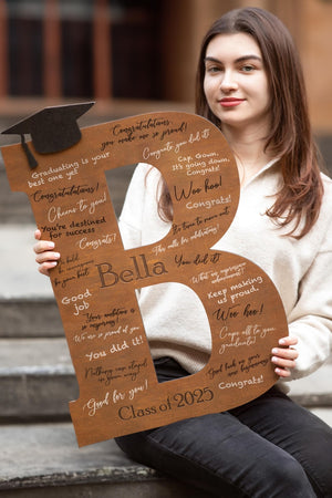 Graduation Sign Class of 2026, Graduation Guest Book Alternative, Personalized Wooden Sign, Graduation Party Sign Letter Guestbook