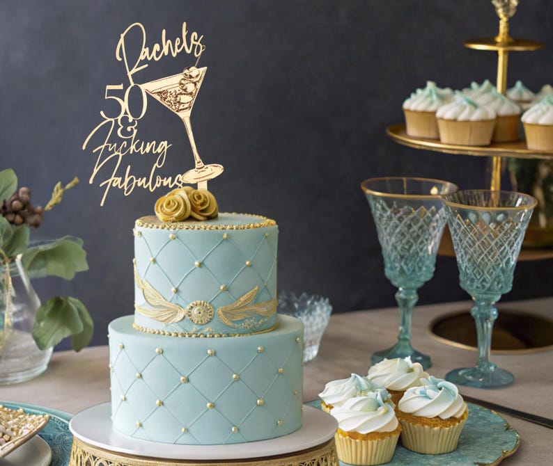 40th, 50th Birthday, 50 and Fabulous, Cake Topper, 50th Birthday Cake Toppers, Personalized Topper, Birthday Custom Cake Topper