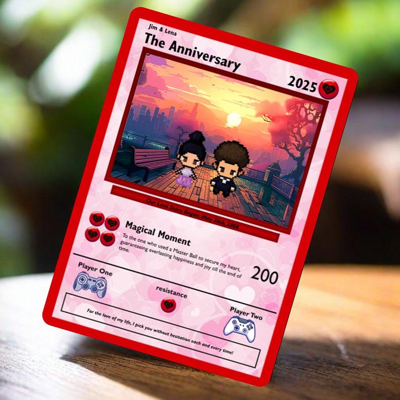 Poke Anniversary Card - Personalized Anniversary Gifts - Anniversary Gift - Gift for Him - Gift for Her - Vday Gift - Valentine's Day Gift