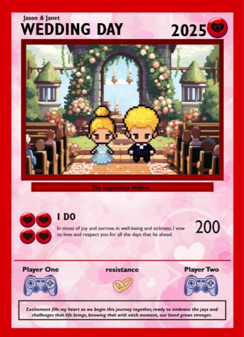 Personalized Poke Wedding Card - Custom Gift for Wedding - Newly Wed Gifts - Wedding Gift Ideas - Newly Wed Gift - Engagement Gift