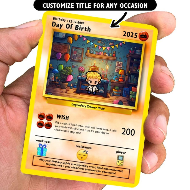 Personalized Birthday Card - Poke Birthday Gift - Custom Birthday Card - Birthday Gift For Her - Birthday Gift For Him