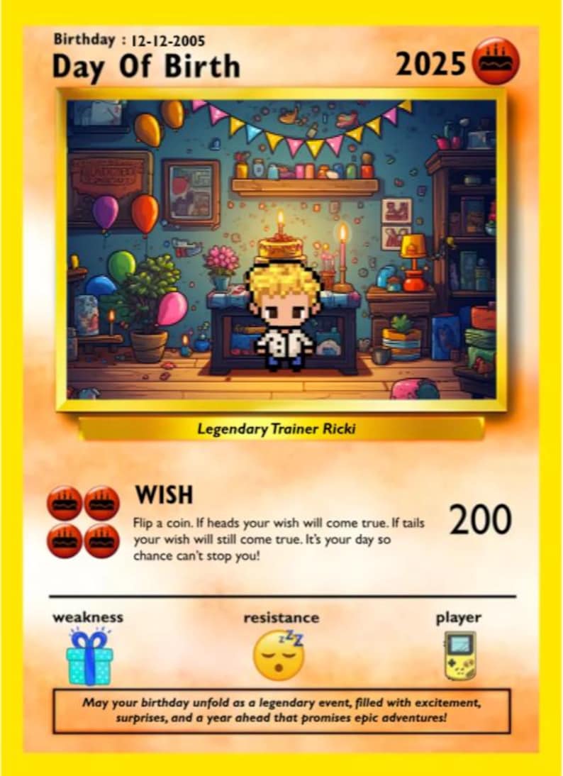 Personalized Birthday Card - Poke Birthday Gift - Custom Birthday Card - Birthday Gift For Her - Birthday Gift For Him