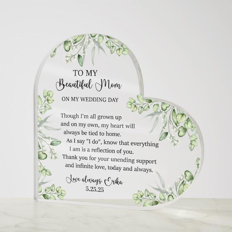 Personalized Mother of the Bride Gift from Daughter, Custom Acrylic Plaque for Bride Mother, Wedding Keepsake Gifts for Mother of the Bride
