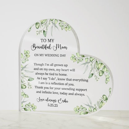 Personalized Mother of the Bride Gift from Daughter, Custom Acrylic Plaque for Bride Mother, Wedding Keepsake Gifts for Mother of the Bride