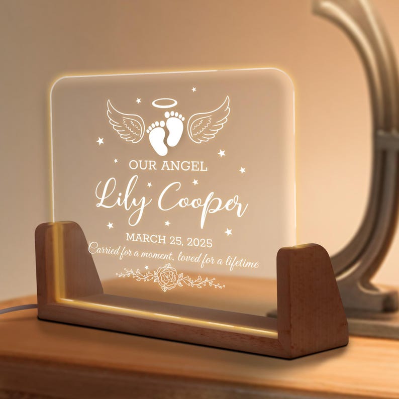 Baby Memorial Acrylic Lamp, Loss Of Infant Child Night Light, Angel Baby Memorial Gifts, Miscarriage Plaque, Sympathy Gifts, Loss of Loved