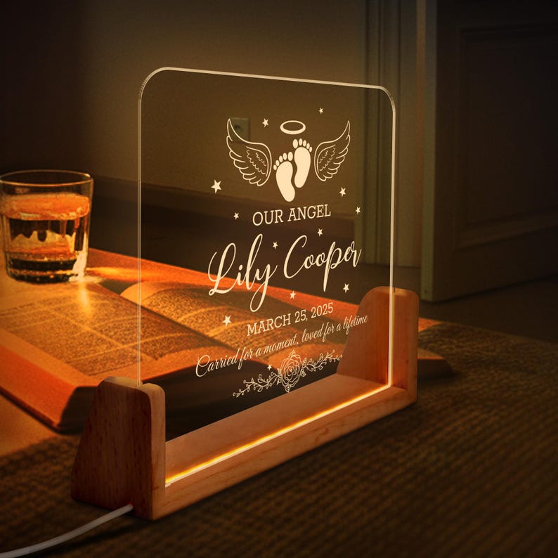 Baby Memorial Acrylic Lamp, Loss Of Infant Child Night Light, Angel Baby Memorial Gifts, Miscarriage Plaque, Sympathy Gifts, Loss of Loved