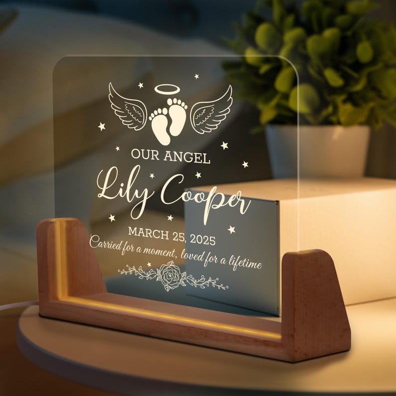 Baby Memorial Acrylic Lamp, Loss Of Infant Child Night Light, Angel Baby Memorial Gifts, Miscarriage Plaque, Sympathy Gifts, Loss of Loved