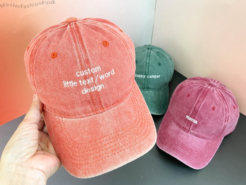 Custom Text Embroidered Hat, Personalized Saying Cap, Vintage Baseball Hat, Gift For New Dad Mom, Camp Bachelorette Hat, Mothers Day Gift il_794xN.6775465955_ixlt.jpg