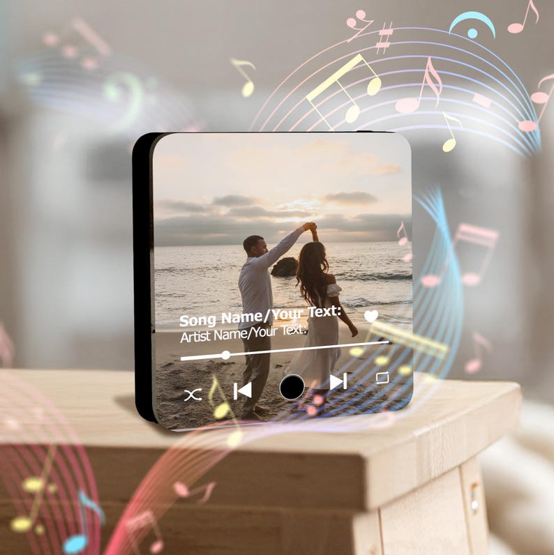 Personalized Music Magnet Fridge Magnet - Custom Photo Album Magnets With Your Text - Family Gifts for Dad Mom