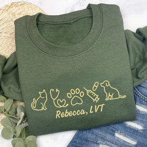 Custom Veterinary Technician Sweatshirt, Embroidered LVT Shirt, Graduation Registered Nurse Shirt, Future Veterinarian Gift il_794xN.6775996434_r41d.jpg
