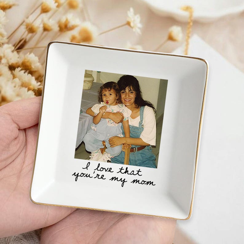 Mothers Day Gift for Mom, Custom Photo Trinket Tray, Custom Ring Dish with Picture, Gift for Grandma, Mom Gift from Daughter, Birthday Gift