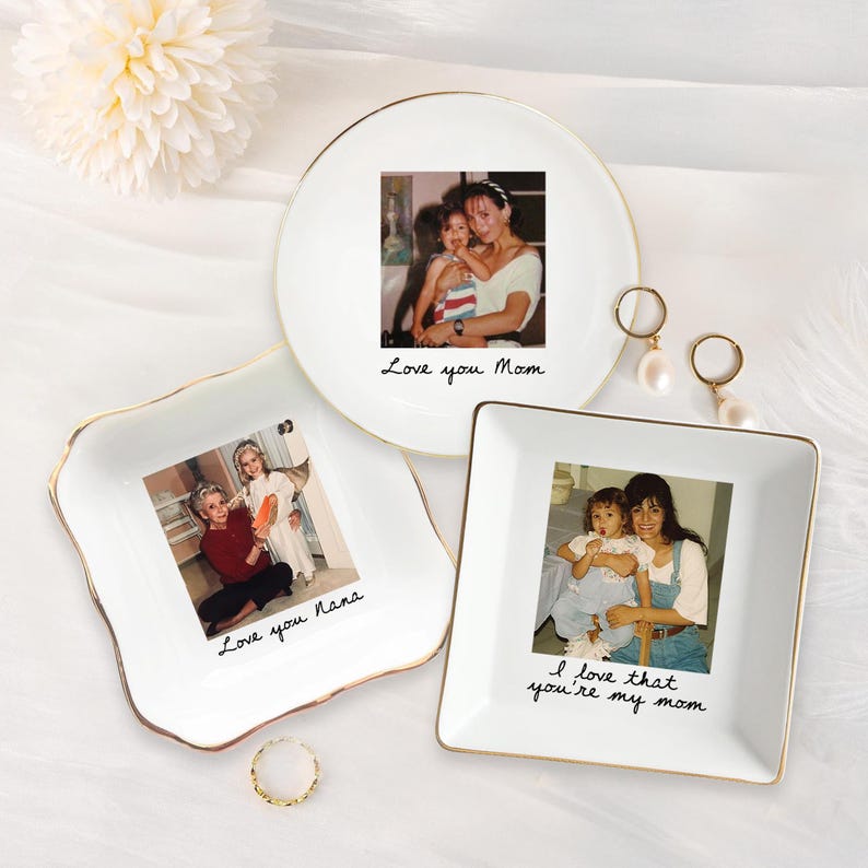 Mothers Day Gift for Mom, Custom Photo Trinket Tray, Custom Ring Dish with Picture, Gift for Grandma, Mom Gift from Daughter, Birthday Gift