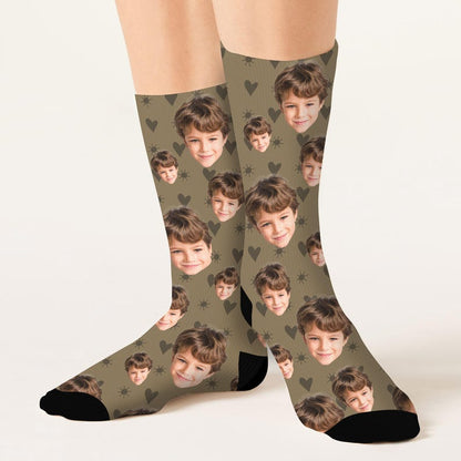 Custom Baby Face Socks, Many Faces Custom Parent Gift, Cute Baby Picture on Socks, Customized Christmas Gift for Parents, Cute Baby Gift