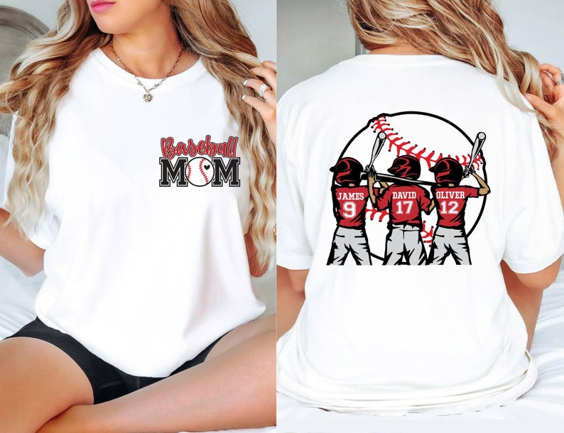 Custom Baseball Kids Mom Shirt,Personalized Baseball Name Shirt, Baseball Jersey Number Tee, Gameday Cheer Mom Gift for Mom