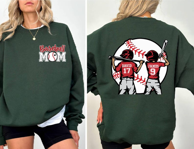 Custom Baseball Kids Mom Sweatshirt,Personalized Baseball Name Sweater,Baseball Jersey Number Sweat,Gameday Cheer Mom Baseball Gift for Mom