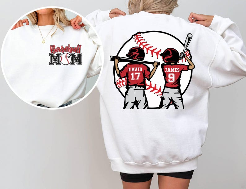 Custom Baseball Kids Mom Sweatshirt,Personalized Baseball Name Sweater,Baseball Jersey Number Sweat,Gameday Cheer Mom Baseball Gift for Mom