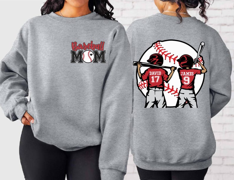 Custom Baseball Kids Mom Sweatshirt,Personalized Baseball Name Sweater,Baseball Jersey Number Sweat,Gameday Cheer Mom Baseball Gift for Mom